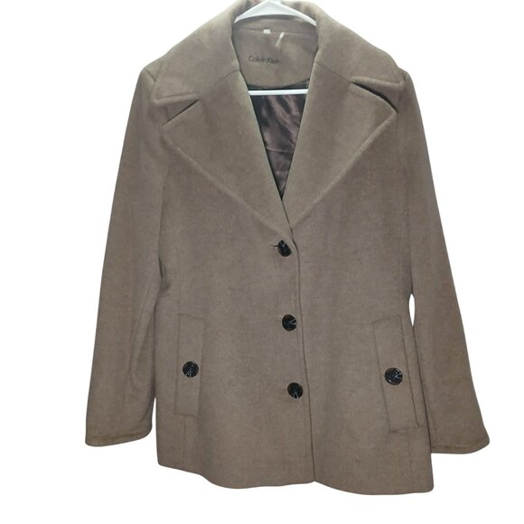 Calvin Klein Womens Wool Blend Button-Front Peacoat Petite Large Classic Warm Ou - Picture 1 of 16